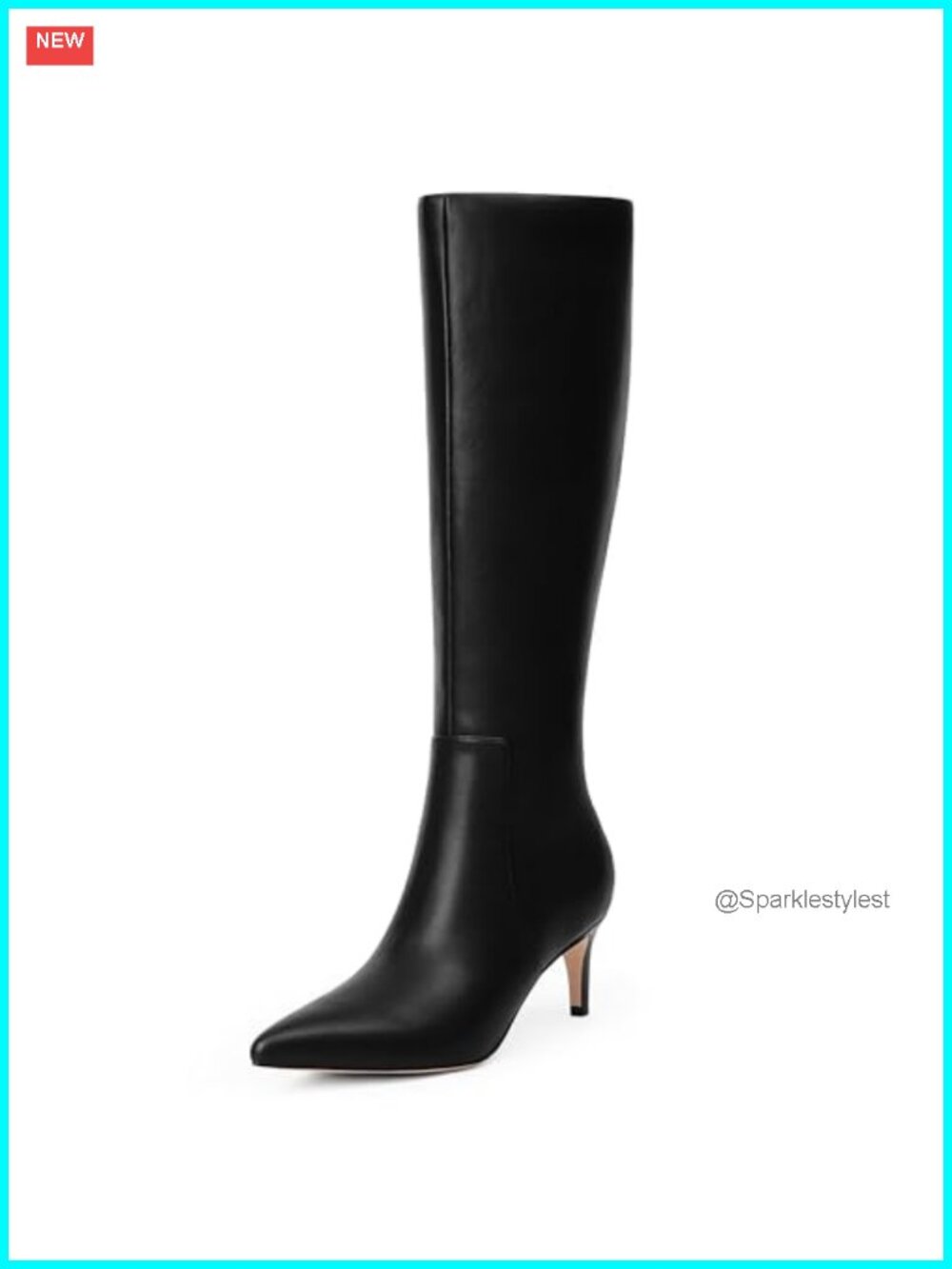 Kitten Heel Knee High Boots Pointed Toe Side Zip Tall Fall Boots